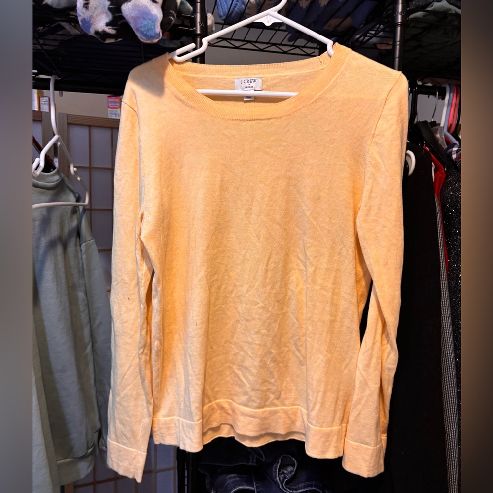 J. Crew “Teddie” Soft Yellow Crewneck Long Sleeve Sweater.